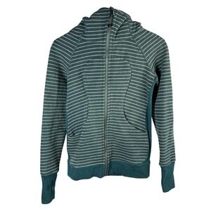 Lululemon Scuba Hoodie Women's Green Striped Full Zip Jacket Size 2